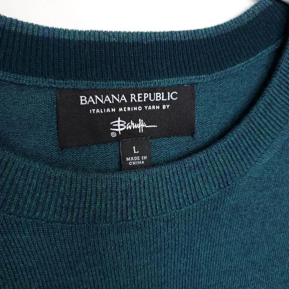 Banana Republic Baruffa Merino Wool Sweater Mens Size Large Blue Italian Yarn - Picture 5 of 13